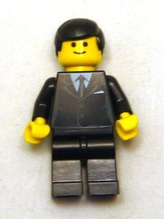 LEGO Minifigure-Suit Black, Black Male Hair, Standard Grin-Town / City-CTY107-Creative Brick Builders